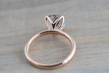 14k Rose Gold Round Aquamarine Tulip Crown Solitaire 4 Prong Ring 8mm Engagement Wedding Anniversary Ring Band
