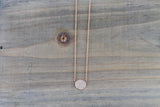 14k Rose Gold Circle Disk Round Micro Pave Diamond Invisible Dainty Pendant Charm