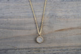 Gold Diamond Disc Round Circle Pendant with Chain Necklace Medallion AN1001