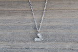14k White Gold Heart Micro Pave Diamond Invisible Dainty Pendant Charm
