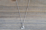 14k White Gold Heart Micro Pave Diamond Invisible Dainty Pendant Charm