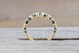 14kt Solid Yellow Gold Emerald Milgrain Etched Vintage Art Deco Band Ring Wedding Engagement