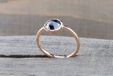 14k Rose Gold Round Bezel Rose Cut 1.58 carats Black Diamond Ring Solitaire