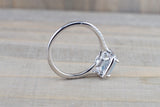 18k White Gold Cushion Aquamarine with a Diamond Halo Engagement Promise Ring
