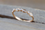 18k Rose Gold Diamond Pear Round Shape Diamond Wedding Anniversary Love Band Ring