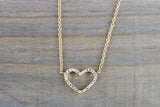14k Yellow Gold Heart Micro Pave Diamond Dainty Pendant Charm With Necklace