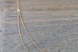 14k Yellow Gold Double Chain Moon and Star Micro Pave Diamond Necklace 16" 17" 18" Chain