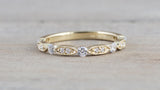 14k Yellow Gold Diamond Vintage Milgrain Bezel Band Ring Wedding
