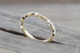 14k Yellow Gold Diamond Vintage Milgrain Bezel Band Ring Wedding