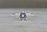 14k Gold Solitaire Cushion Cut Moissanite Diamond Engagement Ring M3073