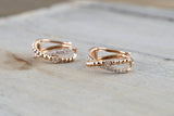14k Rose Gold Diamond Rope Hoop Earrings