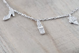 18k White Gold Diamond Charm Bracelet Dangling