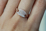 Oval Pave Diamond Tag Chain Link Ring