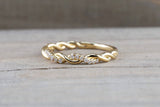 14k Yellow Gold Round Cut Diamond Rope Twined Vine Engagement Pave Stackable Stacking Promise Ring Anniversary