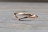 Gold Diamond Curve Chevron V Groove Ring Band Stack B10059