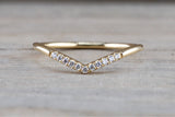 Gold Diamond Curve Chevron V Groove Ring Band Stack B10059