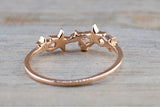 14k Rose Gold Solid Mirco Pave Diamond  Cluster Star Ring Band