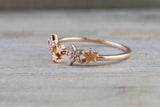 14k Rose Gold Solid Mirco Pave Diamond  Cluster Star Ring Band