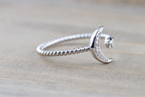 14k Gold Solid Star Moon Open Ring Band