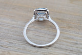 18k White Gold Cushion Aquamarine with a Diamond Halo Engagement Promise Ring