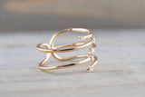 18K Rose Gold Diamond Twist Row Diamonds Fashion Ring