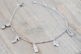 18k White Gold Diamond Charm Bracelet Dangling
