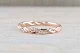 Gold Round Diamond Rope Twined Vine Ring ASPBR010001