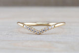 Gold Diamond Curve Chevron V Groove Ring Band Stack B10059