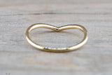 Gold Diamond Curve Chevron V Groove Ring Band Stack B10059