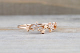 14k Rose Gold Solid Mirco Pave Diamond  Cluster Star Ring Band
