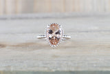 Gold Peach Pink Pear Morganite Bead Halo Ring M3061