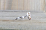Gold Peach Pink Pear Morganite Bead Halo Ring M3061