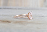 Emerald Cut Morganite Diamond Ring