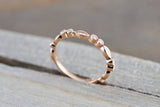 14k Rose Gold Diamond Vintage Marquise Satin Milgrain Bezel Band Ring Wedding 3/4