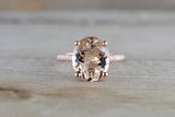 14k Gold Encrusted Under Halo Micro Pave 3 Face Oval Morganite Ring 12x10 ASPER1430030