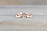 14kt Rose Gold Segment Diamond Ring Band Wedding Engagement Stack Dainty Full Eternity