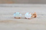 14k Solid Gold Oval Fire Opal Earring Studs Push Back