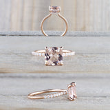 Rose Gold Cushion Moganite Diamond Underhalo Engagement Ring 14k