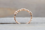 14k Rose Gold Diamond Vintage Marquise Satin Milgrain Bezel Band Ring Wedding 3/4