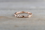 14k Rose Gold Diamond Vintage Marquise Satin Milgrain Bezel Band Ring Wedding 3/4