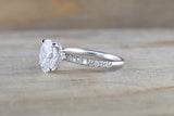 2 carat Oval Lab Grown Diamond Moissanite Victoria Hidden Under Halo Oval 9x7mm Ring M3079