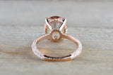 14k Gold Encrusted Under Halo Micro Pave 3 Face Oval Morganite Ring 12x10 ASPER1430030