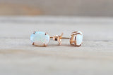 14k Solid Gold Oval Fire Opal Earring Studs Push Back