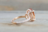 3D Pave Diamond Oval Morganite Pave Hidden Halo 13x9mm