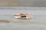 Solid 14k Rose Gold 5 Stone Cushion U Prong Anniversary Morganite Wedding Ring Band 5mm