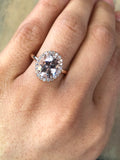 10x8 Oval Morganite Diamond Halo Ring