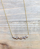 18k Yellow Gold Staggered Baguette Diamond Necklace Pendant Charm