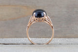 Oval Black Onyx set in 14k Rose Gold Diamond Engagement Anniversary Ring Band Art Deco Vintage