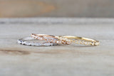 Gold Dainty Milgrain Etching Diamond Band Ring B10081