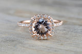 Cushion Halo with Round Morganite Ring